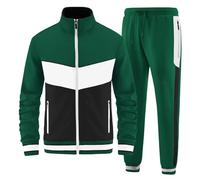 ANOTWENER Survêtement décontracté 2 pièces pour homme avec veste et pantalon de survêtement à manches longues et fermeture éclair intégrale, Jw-7154, X-Large