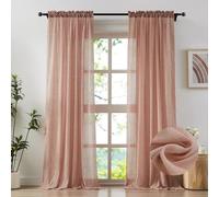 Anpark Lot de 2 Rideaux Transparents élégants Rose pâle de 243,8 cm de Long pour Chambre à Coucher, Salon, Rideaux Semi-Transparents texturés en Coton et Lin filtrant la lumière, voilages naturels