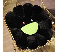 ANPIOX Oreiller en peluche en forme de fleur de tournesol, mignon arc-en-ciel, coussin de siège à fleurs super doux pour chaise, canapé, lit, décoration d'intérieur, noir, 40 cm