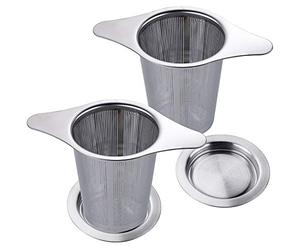 Anpro 2PCS Infuseur thé, Infuseur à thé Trou Fin en 304 Acier Inoxydable, avec Deux Languettes Et Couvercle pour Mug Tasse Théière pour Théière, Mug, Tasse, Bouteille