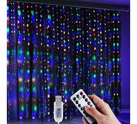 Anpro 3 * 3.2M 320 LED Guirlandes Lumineuses Rideau Multicolore 8 Modes d'Eclairage,DC5V USB Télécommande Rideau Lumineux Decoration de Fenêtre, Intérieur Pour Noël, Mariage, Maison, Patio-4 Couleurs