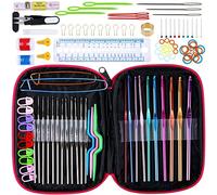 Anpro Set de crochet tricot en Aluminium, 100 Pièces kit crochet, 11 Tailles pour Débutants - Accessoires de Crochet Colorés - Avec Sac de Rangement