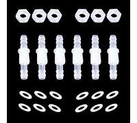ANPTGHT Lot de 6 raccords cannelés en plastique de 6,35 mm pour aquarium, carburant, gaz, liquide, air avec rondelles métalliques
