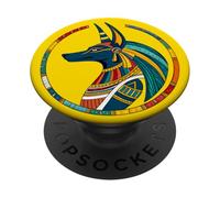 Anpu Anubis coloré - Chien égyptien Dieu des Morts Anubis PopSockets PopGrip Adhésif