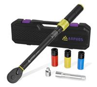 ANPUDS Clé Dynamométrique 1/2", 20-220Nm Clé de Torsion, 6 Pièces jeu de Clés Dynamométriques avec 125mm Extension, 1/2"-3/8" Adaptateur, 3 Douilles 17mm, 19mm, 21mm, pour Autos Remplacer les Pneus