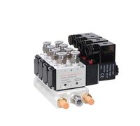 ANQECAJH Électrovanne multivoies combinée 4V210-08 DC12V 24V AC220V avec raccords 5 Ports 2 Positions(Ac220v 12mm Fittings,8 Stations)