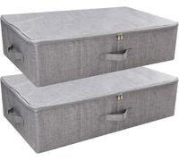 ANQI Lot de 2 boîtes de rangement pliables avec housse à fermeture éclair - Gris clair