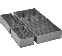 ANQI Lot de 4 organiseurs de tiroirs de commode pour sous-vêtements - Gris