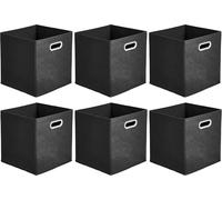 ANQI Lot de 6 boîtes de rangement cubes pliables noir - 26,5 x 26,5 x 28 cm