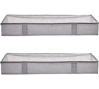 ANQI Sacs de rangement en tissu à fermeture éclair pour couettes de dessous de lit avec fenêtre et poignées, lot de 2, gris, offre annuelle, idées cadeaux top