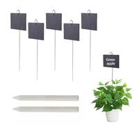 ANQIA Lot de 5 étiquettes rectangulaires pour plantes en ardoise avec piquet en acier inoxydable et marqueur imperméables pour fleurs, herbes, plantes en pot, graines