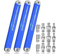 ANQKYO Clé d'extension décalée avec cliquet zéro degré, clé à chocs adaptateurs entraînement carré 1/2", 1/4", 3/8", outil professionnel de réparation automobile(3 pcs)