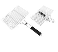 ANQKYO Filet de Barbecue Pliable en Acier Inoxydable 304, Outil de démontage Portable for Barbecue, Filet à Poisson grillé pour Camping(L)