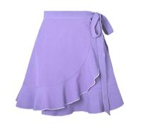 ANQKYO Jupe à Volants for Femmes, Taille Haute, Lacets, Couleur Unie, Courte, Mini, été pour Filles Et Femmes(Purple,M)