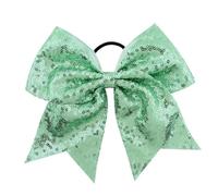 ANQKYO Lot de 10 nœuds élastiques à Paillettes for Queue de Cheval, for Enfants, Grands nœuds Scintillants, for Pom-Pom Girl pour Queues De Cheval(Light Green)