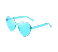 ANQKYO Lot de 20 lunettes de soleil en forme de cœur for femme, couleur gelée, sans monture, en une seule pièce, aux couleurs éclatantes Pour FêTe(Blue)