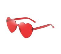 ANQKYO Lot de 20 lunettes de soleil en forme de cœur for femme, couleur gelée, sans monture, en une seule pièce, aux couleurs éclatantes Pour FêTe(Red)
