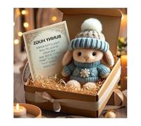 ANQKYO Mini Lapins CâLins dans Une BoîTe Mini câlins de Lapin Faits à la Main, 2 pièces, Mignons pâques avec Carte, en Peluche Douce, boîte(Blue)