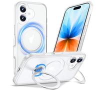 Anqrp 360° boîtier Mono-pièce pour iPhone 17, avec Anneau de Support magnétique pivotant, Compatible avec MagSafe, boîtier Anti-Choc mil Mat pour iPhone 17 6,3 Pouces, Brouillard Blanc
