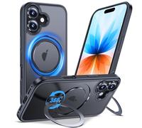 Anqrp 360° boîtier Mono-pièce pour iPhone 17, avec Anneau de Support magnétique pivotant, Compatible avec MagSafe, boîtier Anti-Choc mil Mat pour iPhone 17 6,3 Pouces, Noir