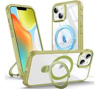 Anqrp 360° One Piece Case for iPhone 14, with Swivel Magnetic Ring Holder, Compatible with MagSafe, Anti-Shock Mil Matte Case for iPhone 14 6.1 inch