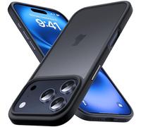 Anqrp Coque en silicone mat, translucide, souple et fine, anti-rayures, avec boutons en alliage d'aluminium, compatible chargement sans fil, conçue pour iPhone 17 Pro Max, noir