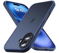 Anqrp Coque en silicone mat, translucide, souple et fine, anti-rayures, avec boutons en alliage d'aluminium, compatible chargement sans fil, conçue pour iPhone 17, bleu