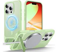 Anqrp Coque magnétique pour iPhone 16 Pro, support invisible innovant, compatible avec Mag-Safe, anti-chute, anti-chute, coque de téléphone translucide mate pour iPhone 16 Pro 6,3", vert thé