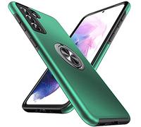 Anqrp Galaxy S21 5G Coque, Anneau Caché Antichoc Militaire Béquille Magnétique Rotative Robuste Housse de Protection Multicouche, Compatible avec Samsung Galaxy S21-Vert Foncé