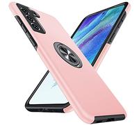 Anqrp Hidden Séries Coque Galaxy S21 FE 5G, [Béquille Intégrée] [Militaire Antichoc] Support Rotatif Plaque de Métal Housse de Protection Multicouche Coque pour Samsung Galaxy S21 FE, Or Rose