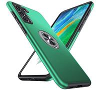 Anqrp Hidden Séries Coque Galaxy S21 FE 5G, [Béquille Intégrée] [Militaire Antichoc] Support Rotatif Plaque de Métal Housse de Protection Multicouche Coque pour Samsung Galaxy S21 FE, Vert Foncé
