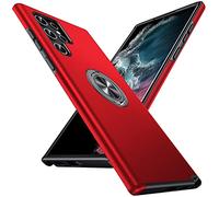 Anqrp Hidden Séries Coque Galaxy S22 Ultra 5G, Militaire Antichoc Pivoter la béquille Magnétique Intégrée Protection Multicouche Robuste Coque pour Samsung Galaxy S22 Ultra, Rouge