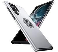 Anqrp Hidden Séries Coque Galaxy S22 Ultra 5G, Militaire Antichoc Pivoter la béquille Magnétique Intégrée Protection Multicouche Robuste Coque pour Samsung Galaxy S22 Ultra, Argent