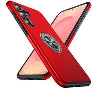 Anqrp Hidden Séries Galaxy S25 Coque, Militaire Antichoc Pivoter la béquille Magnétique Intégrée Protection Multicouche Robuste Coque pour Samsung Galaxy S25, Rouge