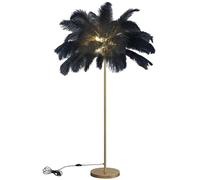 ANram Lampadaire à plumes 160 cm avec lampe LED G4, lampadaire avec plume et interrupteur à pied, lampe de sol élégante autruche en plumes naturelles pour chambre à coucher, salon, noir
