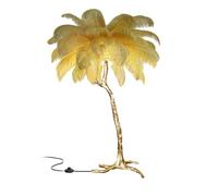 ANram Lampadaire en Plume d’Autruche Naturelle, lampadaire en Plume de résine, lampadaire Moderne Simple pour Chambre à Coucher et Salon, Corps de Lampe doré, dimmable avec Ampoule LED E14