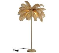 ANram Lampadaire en Plumes 160 cm Avec Ampoule LED G4, Interrupteur à Pied, Élégant en Plumes Naturelles d'Autruche pour Chambre à Coucher, Salon - Camel