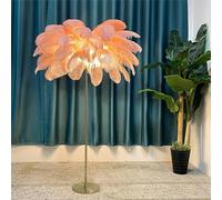 ANram Moderne Luxe Véritable Plume D'autruche Or Lampadaire En Métal Nordique Lampe Sur Pied Villa Repot Hôtel Décor Éclairage Romantique Princesse Chambre Chevet Lampadaire 160 cm