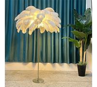 ANram Moderne Luxe Véritable Plume D'autruche Or Lampadaire En Métal Nordique Lampe Sur Pied Villa Repot Hôtel Décor Éclairage Romantique Princesse Chambre Chevet Lampadaire 160 cm