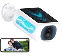 ANRAN 2K 3MP Caméra Surveillance Extérieure WiFi avec Panneau Solaire S02 Blanc