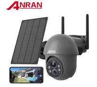 ANRAN 2K WiFi caméra 3/5MP panneau solaire batterie caméra, stockage cloud de base gratuit, Compatible Alexa, détection PIR, Vision nocturne couleur 5MP Grey ANRAN APP
