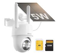 ANRAN 3G/4G LTE Caméra Extérieure+Panneau Solaire, 2K Camera Exterieur sans Fil sur Batterie, Carte SIM+32Go Carte SD, 360° PTZ
