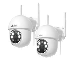 ANRAN 3MP Caméra Surveillance WiFi Extérieure avec Suivi Automatique, 2Pcs