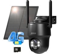 ANRAN 4G LTE Caméra de sécurité batterie solaire carte SIM SD 32 Go sans fil