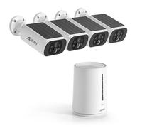 ANRAN 4MP Kit Caméra de Surveillance Sans Fil ,Vidéosurveillance +4 caméras batteries solaires+1 station 4CH avec 64GB carte sd Blanc
