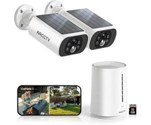 ANRAN 4MP Kit Caméra de Surveillance Sans Fil ,Vidéosurveillance 4CH - 2 caméras batteries solaires+1 station avec 32GB carte sd