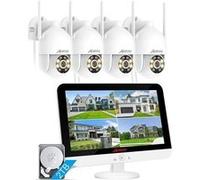 ANRAN 5MP Kit caméra de surveillance vidéosurveillance avec 13 NVR+4 caméras dômes+2TB disque dur Blanc