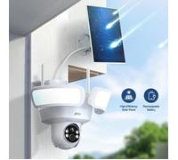 Floodlight Camera de Surveillance à Projecteur PTZ 360° 2K 3MP HD WiFi Extérieur Solaire sans fil Eclairage Intelligent