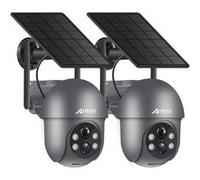 ANRAN Kit 2 Caméras, 2K 3MP Caméra Surveillance WiFi Exterieure sans Fil Solaire, 360° PTZ Caméra IP Batterie, Vision Nocturne Couleur, Détection Humaine, Audio Bidirectionnel, Q01 Gris (2 Pièces) Gris