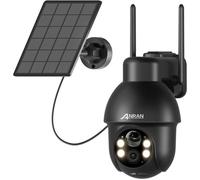 ANRAN Q03 Caméra Surveillance 2K 3MP WiFi Extérieure sans Fil Solaire, 360° PTZ Vision Nocturne Couleur PIR-Q03 Noir